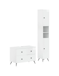 Set di Armadi da Bagno da 2 Pezzi BREDA Bianco Lucido
