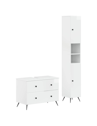 Set di Armadi da Bagno da 2 Pezzi BREDA Bianco Lucido
