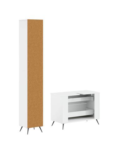Set di Armadi da Bagno da 2 Pezzi BREDA Bianco Lucido