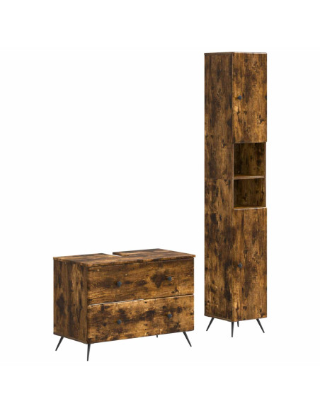 Set di Armadi da Bagno da 2 Pezzi BREDA Rovere Fumo