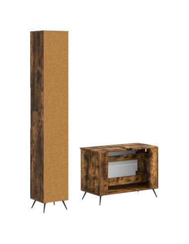 Set di Armadi da Bagno da 2 Pezzi BREDA Rovere Fumo