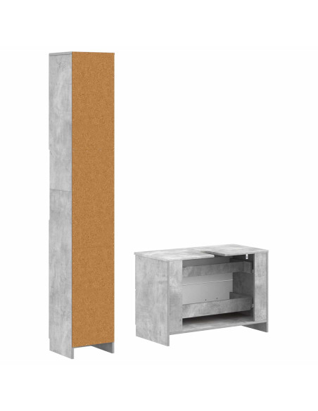 Set di Armadi da Bagno da 2 Pezzi UTRECHT Grigio Cemento