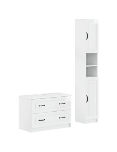 Set di Armadi da Bagno da 2 Pezzi UTRECHT Bianco Lucido