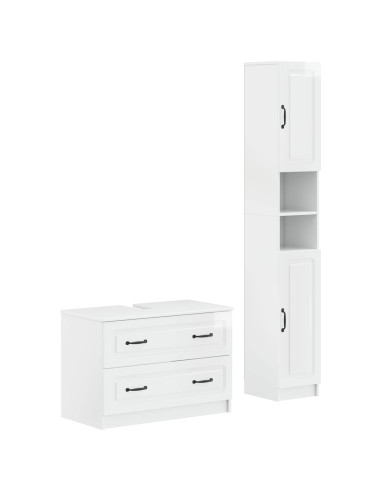 Set di Armadi da Bagno da 2 Pezzi UTRECHT Bianco Lucido
