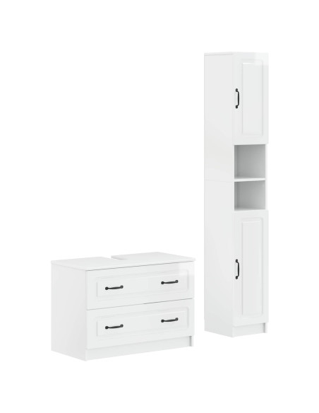 Set di Armadi da Bagno da 2 Pezzi UTRECHT Bianco Lucido