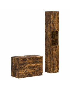 Set di Armadi da Bagno da 2 Pezzi UTRECHT Rovere Fumo