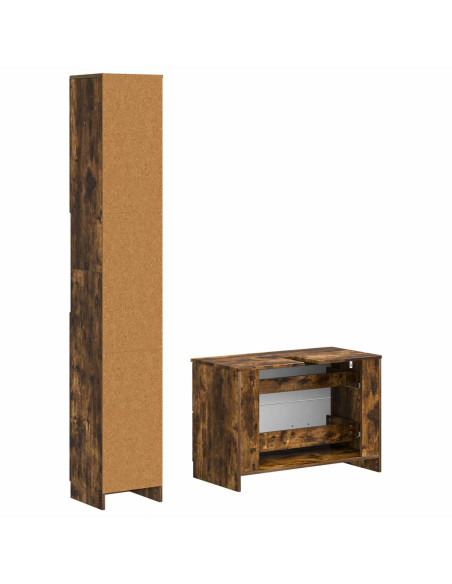 Set di Armadi da Bagno da 2 Pezzi UTRECHT Rovere Fumo