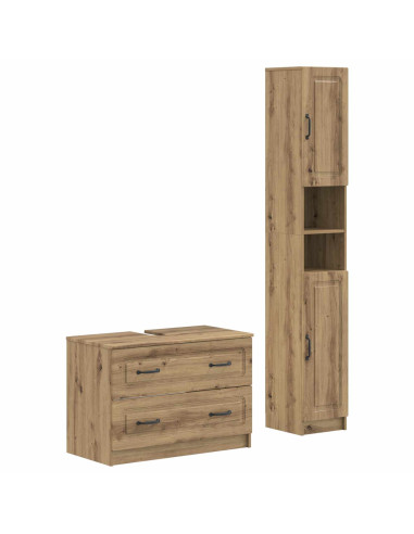 Set di Armadi da Bagno da 2 Pezzi UTRECHT Rovere Artigianale