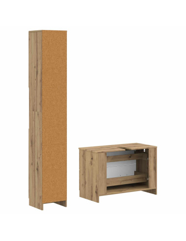 Set di Armadi da Bagno da 2 Pezzi UTRECHT Rovere Artigianale