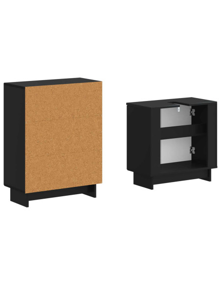 Set di Armadi da Bagno da 2 Pezzi EDE Nero Legno ingegnerizzato
