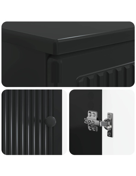 Set di Armadi da Bagno da 2 Pezzi EDE Nero Legno ingegnerizzato