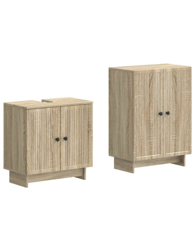 Set di Armadi da Bagno da 2 Pezzi EDE Rovere Sonoma