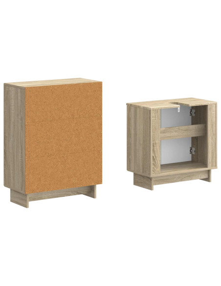 Set di Armadi da Bagno da 2 Pezzi EDE Rovere Sonoma