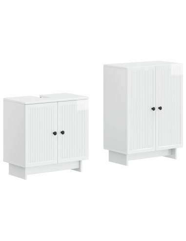 Set di Armadi da Bagno da 2 Pezzi EDE Bianco Lucido