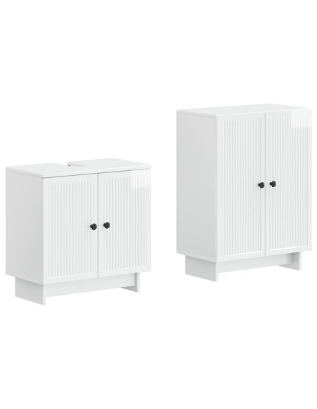 Set di Armadi da Bagno da 2 Pezzi EDE Bianco Lucido