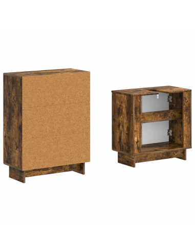 Set di Armadi da Bagno da 2 Pezzi EDE Rovere Fumo