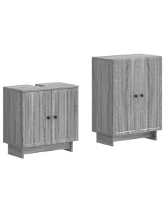 Set di Armadi da Bagno da 2 Pezzi EDE Sonoma grigio