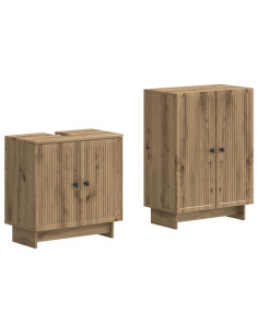 Set di Armadi da Bagno da 2 Pezzi EDE Rovere Artigianale