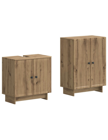 Set di Armadi da Bagno da 2 Pezzi EDE Rovere Artigianale