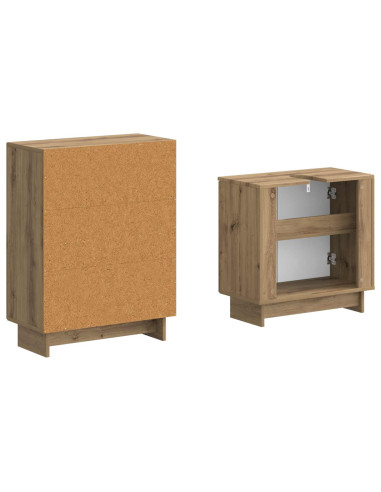Set di Armadi da Bagno da 2 Pezzi EDE Rovere Artigianale