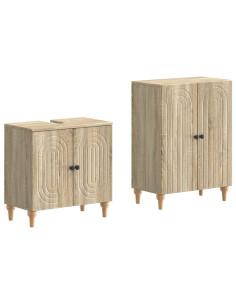 Set di Armadi da Bagno da 2 Pezzi ALKMAAR Rovere Sonoma