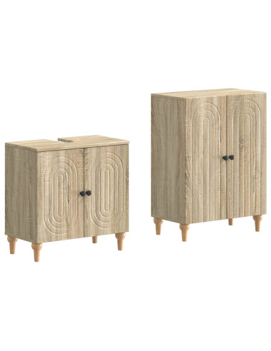 Set di Armadi da Bagno da 2 Pezzi ALKMAAR Rovere Sonoma
