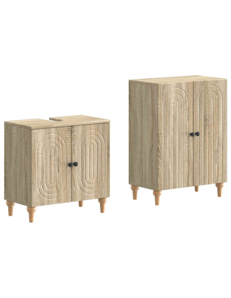 Set di Armadi da Bagno da 2 Pezzi ALKMAAR Rovere Sonoma