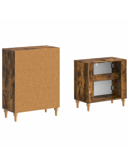 Set di Armadi da Bagno da 2 Pezzi ALKMAAR Rovere Fumo