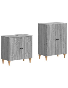 Set di Armadi da Bagno da 2 Pezzi ALKMAAR Sonoma grigio
