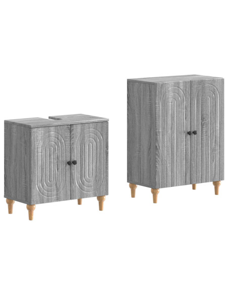 Set di Armadi da Bagno da 2 Pezzi ALKMAAR Sonoma grigio