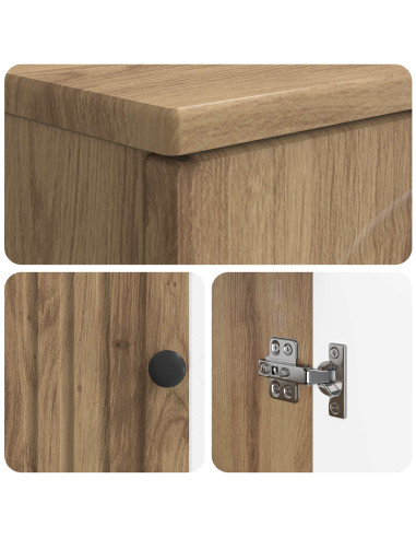 Set di Armadi da Bagno da 2 Pezzi ALKMAAR Rovere Artigianale
