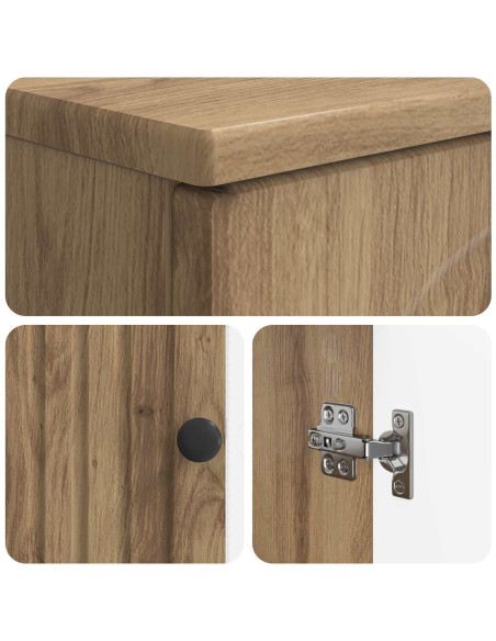 Set di Armadi da Bagno da 2 Pezzi ALKMAAR Rovere Artigianale