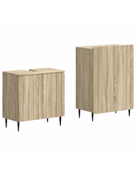 Set di Armadi da Bagno da 2 Pezzi ZWOLLE Rovere Sonoma