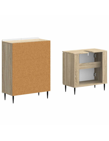 Set di Armadi da Bagno da 2 Pezzi ZWOLLE Rovere Sonoma