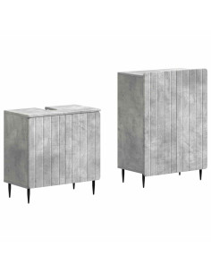 Set di Armadi da Bagno da 2 Pezzi ZWOLLE Grigio Cemento