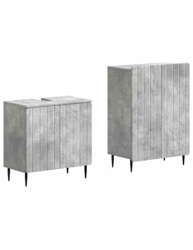 Set di Armadi da Bagno da 2 Pezzi ZWOLLE Grigio Cemento