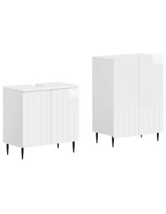 Set di Armadi da Bagno da 2 Pezzi ZWOLLE Bianco Lucido