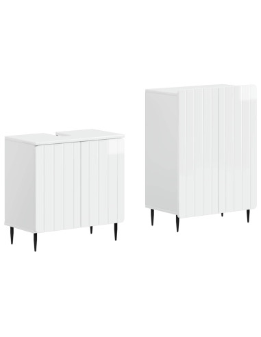 Set di Armadi da Bagno da 2 Pezzi ZWOLLE Bianco Lucido