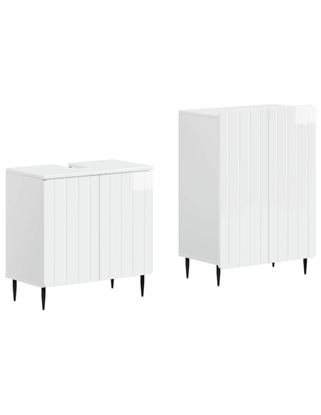 Set di Armadi da Bagno da 2 Pezzi ZWOLLE Bianco Lucido