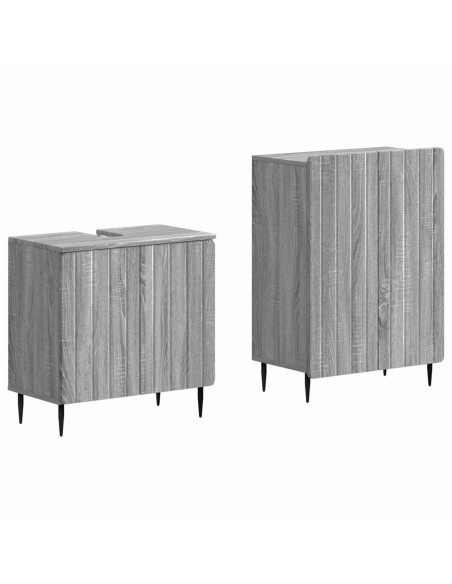 Set di Armadi da Bagno da 2 Pezzi ZWOLLE Sonoma grigio