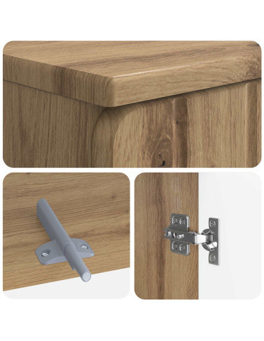 Set di Armadi da Bagno da 2 Pezzi ZWOLLE Rovere Artigianale