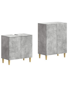 Set di Armadi da Bagno da 2 Pezzi ARNHEM Grigio Cemento