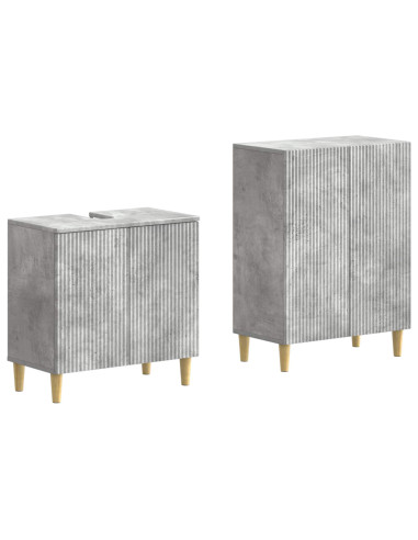 Set di Armadi da Bagno da 2 Pezzi ARNHEM Grigio Cemento