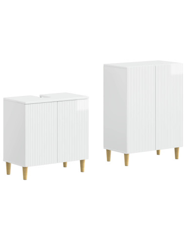 Set di Armadi da Bagno da 2 Pezzi ARNHEM Bianco Lucido
