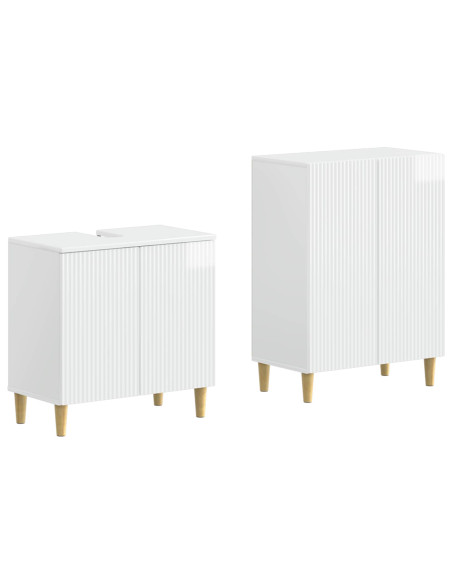 Set di Armadi da Bagno da 2 Pezzi ARNHEM Bianco Lucido