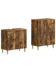 Set di Armadi da Bagno da 2 Pezzi ARNHEM Rovere Fumo