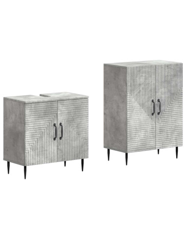 Set di Armadi da Bagno da 2 Pezzi HAARLEM Grigio Cemento