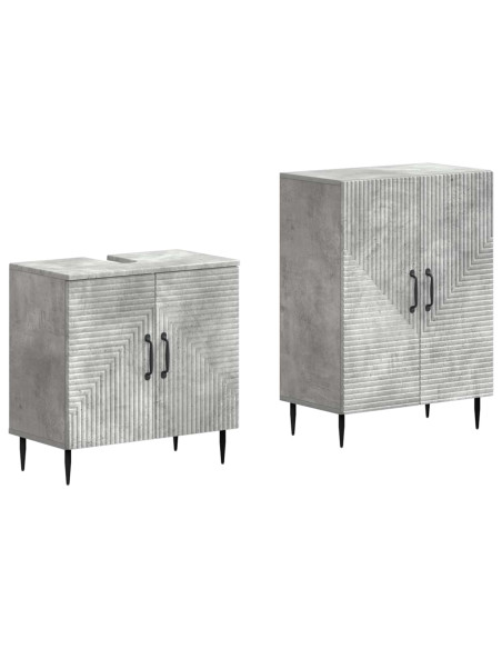 Set di Armadi da Bagno da 2 Pezzi HAARLEM Grigio Cemento