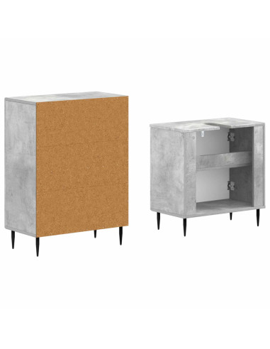 Set di Armadi da Bagno da 2 Pezzi HAARLEM Grigio Cemento