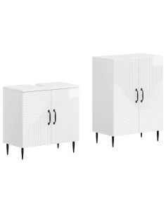 Set di Armadi da Bagno da 2 Pezzi HAARLEM Bianco Lucido